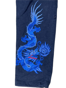 Maharishi Japan Dragon embroidered washed cotton pants