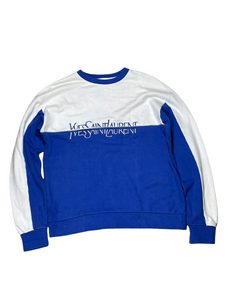 blue and white vintage ysl crewneck