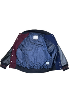 OPENING CEREMONY BURGUNDY/NAVY RENO VARSITY JACKET