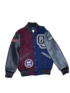 OPENING CEREMONY BURGUNDY/NAVY RENO VARSITY JACKET